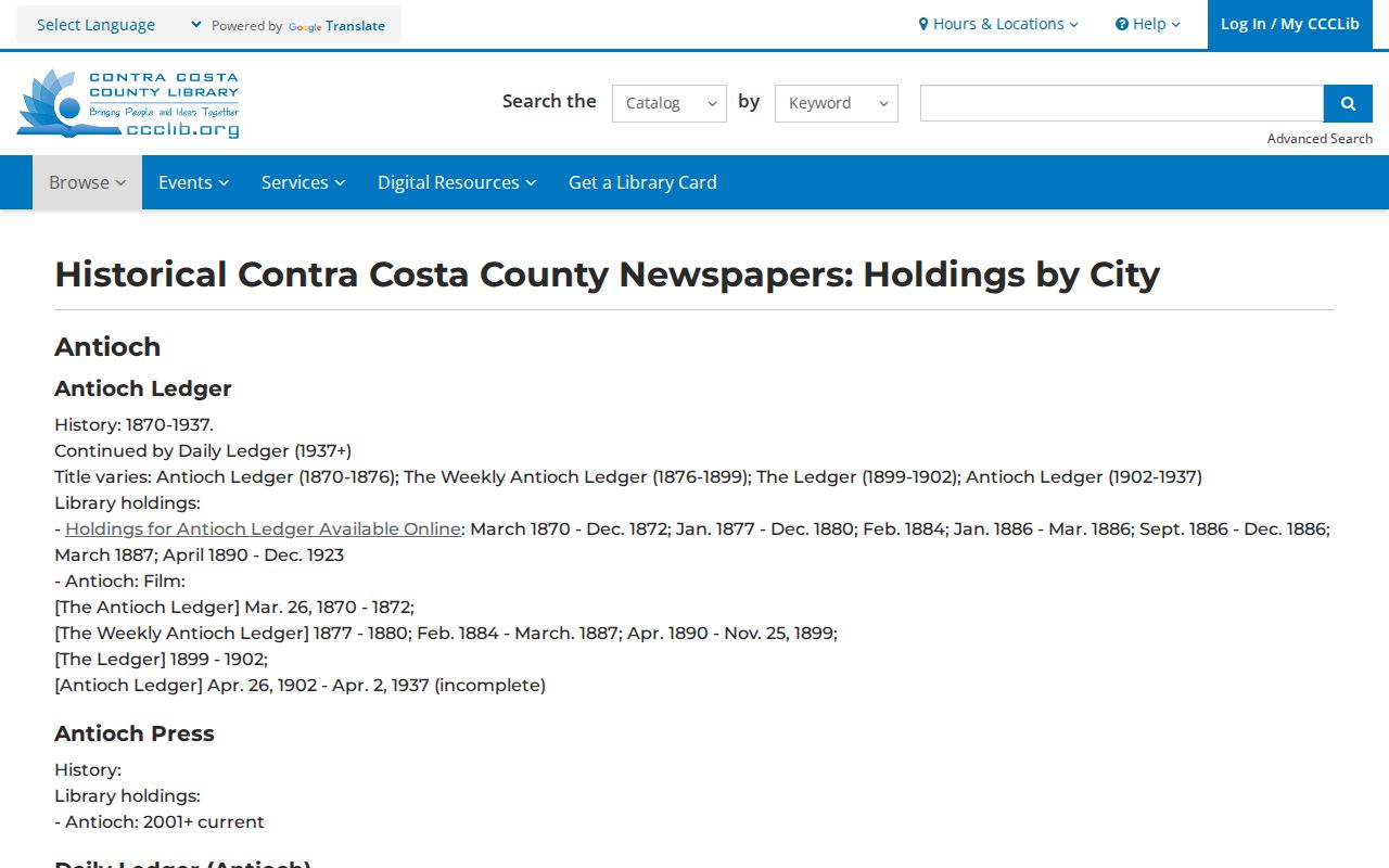 Antioch city directory newspaper holdings and historical directory research