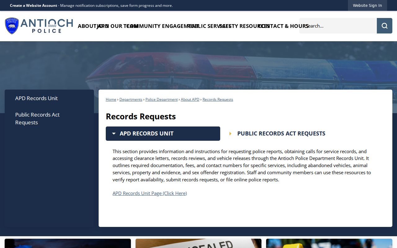 Antioch residents directory city records request hub