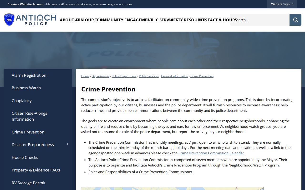 Antioch neighbors Neighborhood Watch and crime prevention contact route