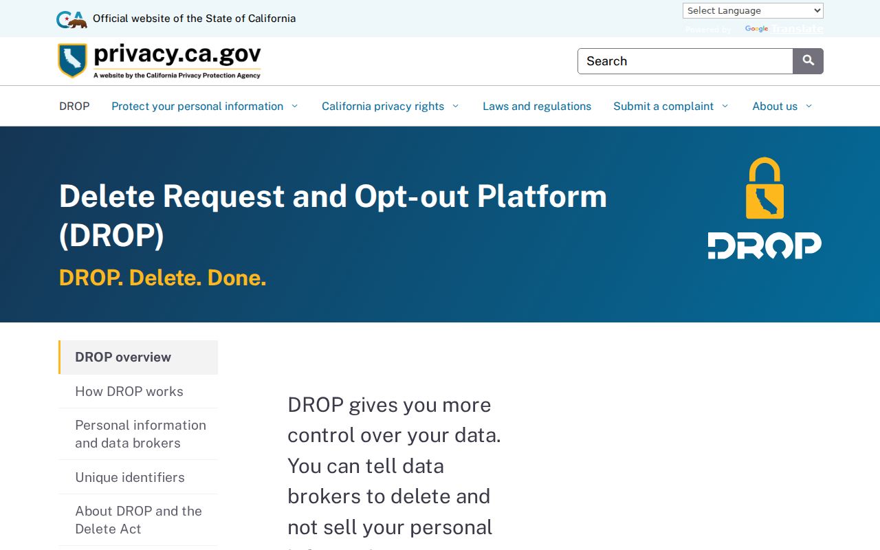 Antioch neighbors California DROP privacy and data-broker deletion tool