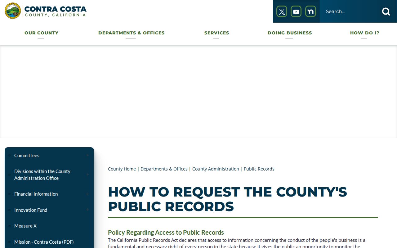 Antioch neighbors Contra Costa public records request information