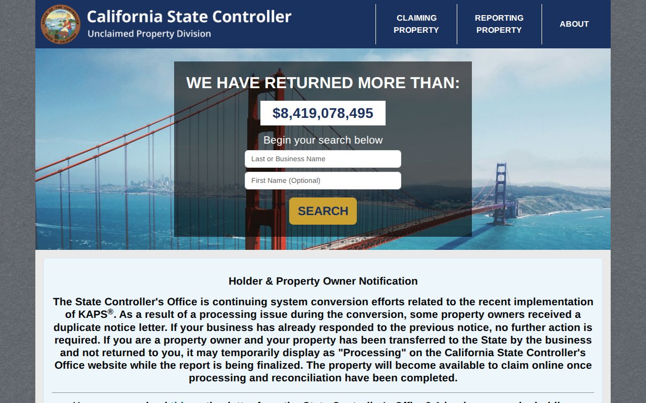 Antioch resident lookup California unclaimed-property name search